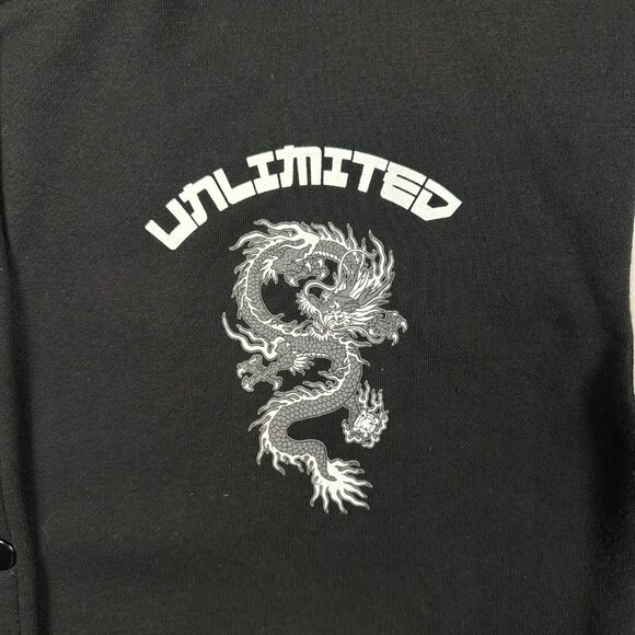 Refuge Athletics Varsity Jacket‎ Adult XS Black White Unlimited Dragon Japanese - Picture 3 of 10